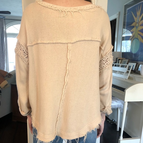 Free People cream sweater with crochet detail - Picture 3 of 5